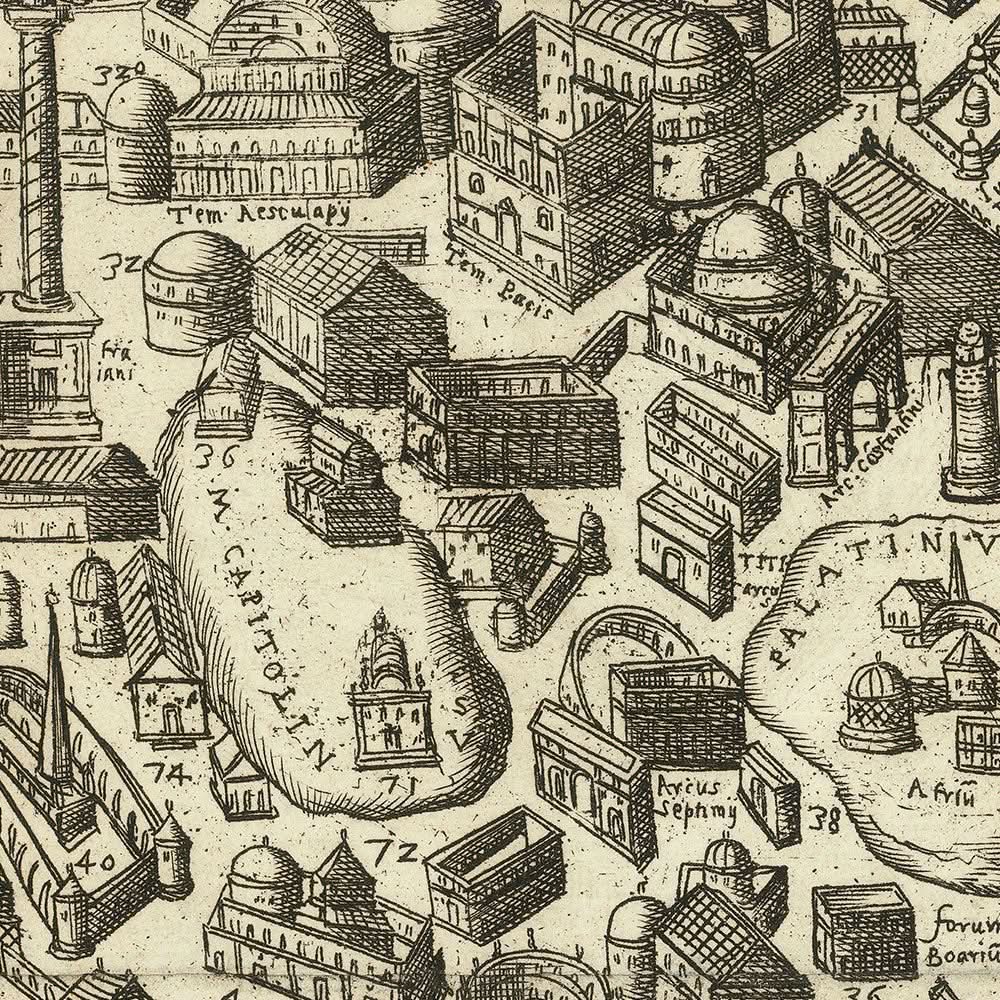 Pantheon Rome Map Simple Map Old Pictorial Map of Rome, 1600: Colosseum, Circus Maximus, Pantheon ...