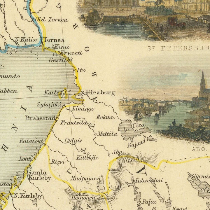Carte Historique Finlande Blaeu 1662 - Reproduction Vintage 23x27,22 Cm - Parfaite Pour Encadrement