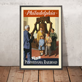 Affiche de voyage de Philadelphie : Aller par… par Pennsylvania Railroad, 1955 