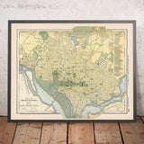 Old Map of Washington, D.C. by Appleton, 1891: Capitol, White House, Nat'l Mall, Tidal Basin, Zoo Park