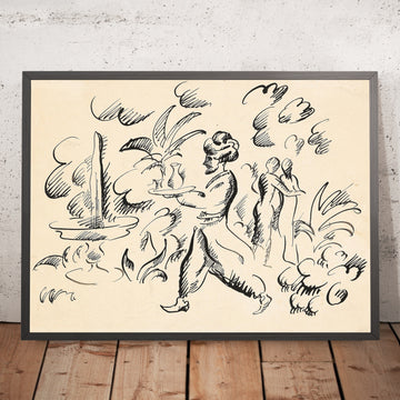 A framed image of Scene from One Thousand and One Nights by August Macke, 1913
