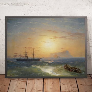 A framed image of Shipping Off Ischia by Ivan Konstantinovich Aivazovsky, 1817