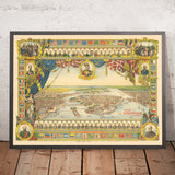 Old Map of Stockholm by Pezolt, 1901: Royal Palace, Nordic Games, Nobel Prizes, Gamla Stan, Djurgården