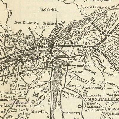 Alte Karte von Ontario und den Großen Seen, 1898: Toronto, Chicago, Niagarafälle, St. Lawrence, Detroit