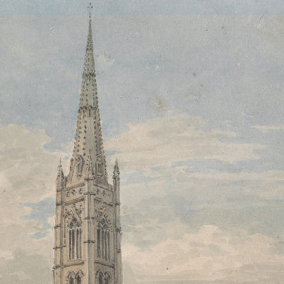 Nordostansicht der Grantham-Kirche, Lincolnshire von Turner, 1797 