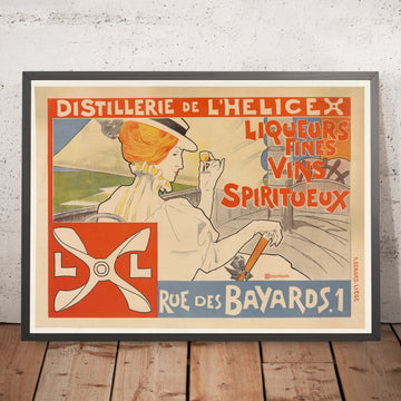 A framed image of Distillerie de l’Helice Vintage Spirits Poster by Émile Berchmans, 1896