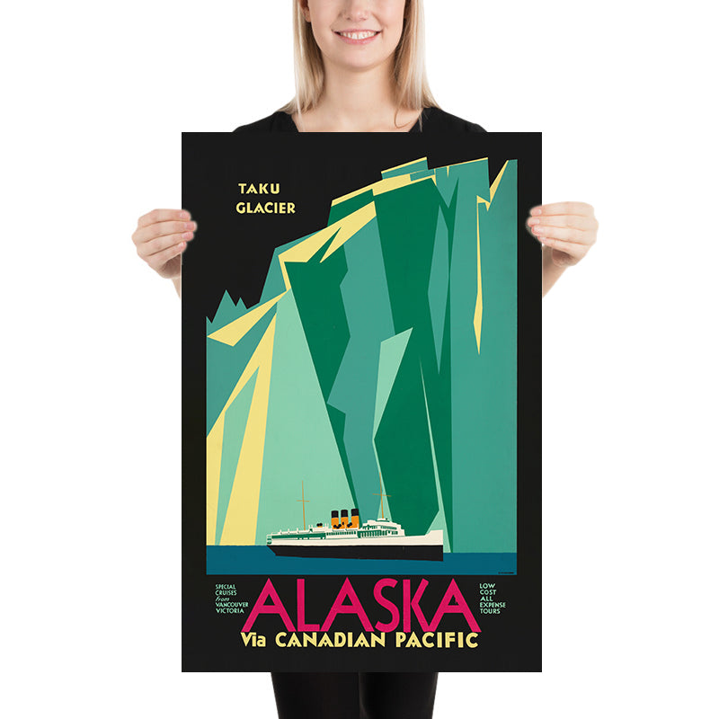 Alaska Travel Poster: Alaska via Canadian Pacific, Taku Glacier by Canadian Pacific