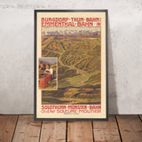 Bernese Oberland Travel Poster: Burgdorf–Thun–Emmental–Solothurn Railways by Anton Reckziegel, 1908