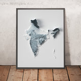 Mappa tridimensionale in rilievo topografico dell'India 