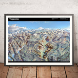 Old Panoramic Map of Yosemite National Park by Berann, 1989: El Capitan, Half Dome, Glacier Pt, Mono Lake, Tioga Pass