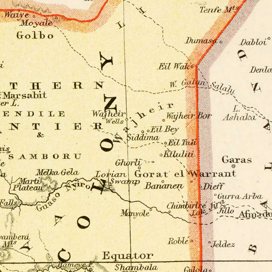 Alte koloniale Karte von Kenia, Uganda, Ruanda und Tansania von Edward Stanford, 1926: Nairobi, Kampala, Viktoriasee, Kilimandscharo, Uganda-Bahn 