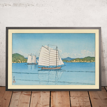 Ein gerahmtes Bild von Inland Sea von Hasui Kawase, 1952