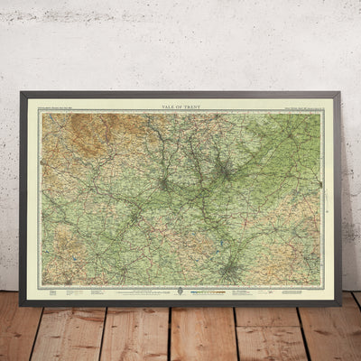 Old OS Map of Vale of Trent by Bartholomew, 1943: Nottingham, Leicester, River Trent, Derby, Lincoln, Chesterfield
