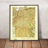 Old Map of Kansas City, Missouri by USGS, 1940 – Missouri River, Kansas River & Westport