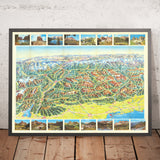 Antiguo mapa pictórico del Tirol y los Dolomitas, 1973: Great Dolomites Rd, Cortina, Bolzano, Merano, Tre Cime 