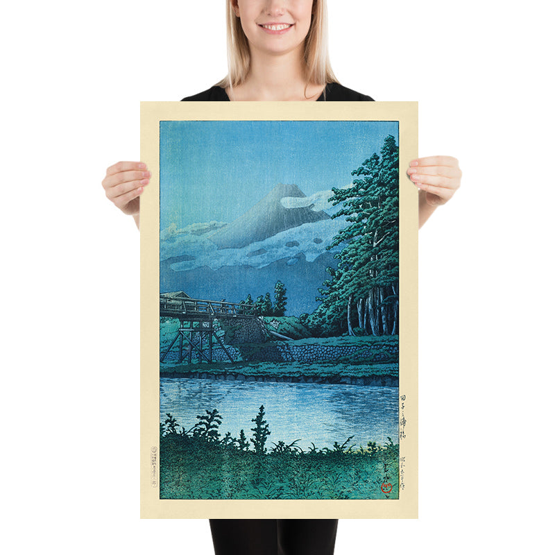 Tagonoura Bridge and Mt. Fuji by Hasui Kawase, 1935