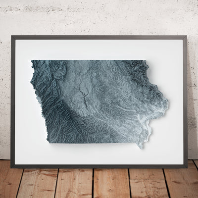 Mapa de Relieve Topográfico 3D de Iowa 