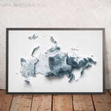 Mapa topográfico en relieve 3D de Rusia 