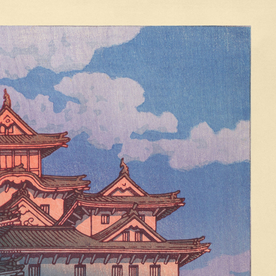 Sunset at Shirasagi Castle by Hasui Kawase, 1935