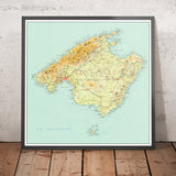 Ancienne carte topographique de Majorque (Mallorca), Espagne, 1963 : Palma, Serra Tramuntana, baie d’Alcúdia, baie de Pollença, Formentor 