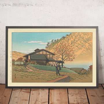 Ein gerahmtes Bild von Kawarahata in Gunma von Hasui Kawase 1935