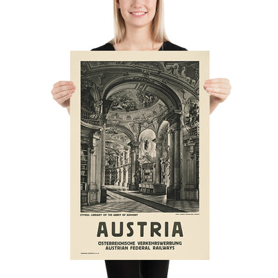 Styria Travel Poster: Library of the Abbey of Admont by Conrad Fankhauser