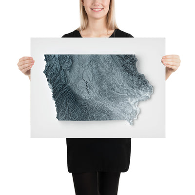 Mapa de Relieve Topográfico 3D de Iowa 