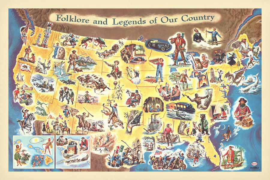 Mappa delle leggende folkloristiche antiche degli Stati Uniti, 1960 