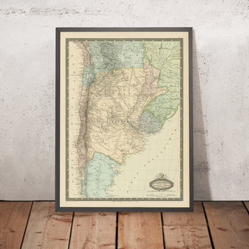 Alte Karte von Argentinien, Chile, Uruguay und Paraguay von Garnier, 1860: Buenos Aires, Anden, Patagonien, Montevideo, Rio de la Plata 