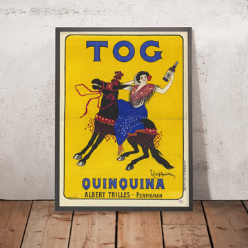 A framed image of Tog Quinquina Vintage Aperitif Poster by Leonetto Cappiello, 1905