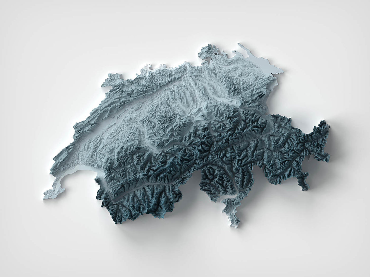 Switzerland Topographic 3D Relief Map