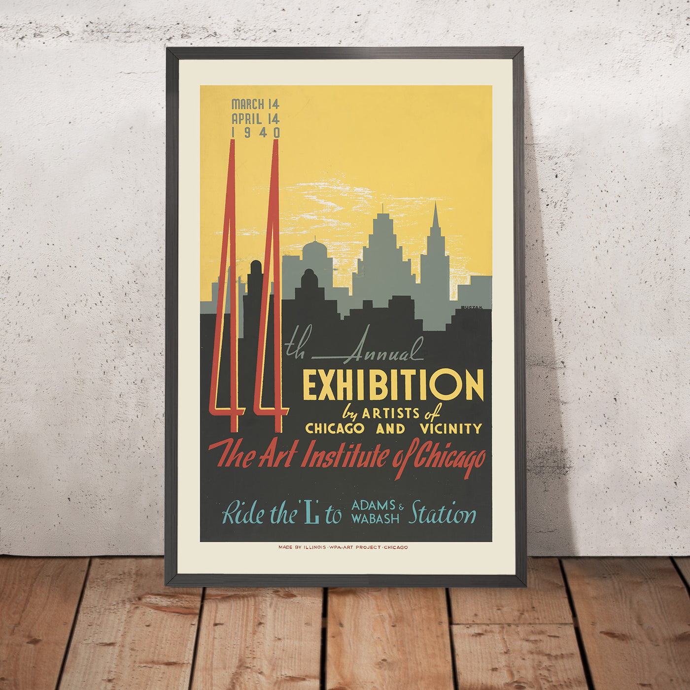 A framed image of 44th Annual Exhibition by Artists of Chicago and Vicinity by John Buczak, 1940
