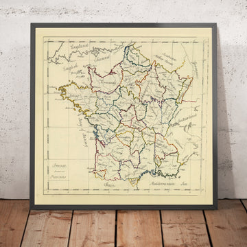 Old Napoleonic-Era Manuscript Map of France by Bowen, 1810: Provincial boundaries, Paris, Lyon, Marseille, Bordeaux