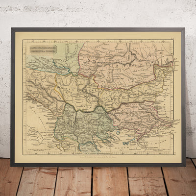 Old Map of Ancient Southeast Europe by Arrowsmith, 1824: Thracia, Macedonia, Moesia, Dacia, Illyricum