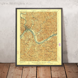 Old Map of Marietta, Ohio by USGS, 1927 – Ohio River, Muskingum River & Williamstown WV