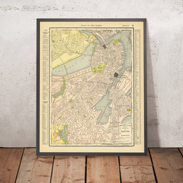 Old Street and Rail Map of Boston, 1904: Boston Common, Charles River, Harbor Wharfs, Northern Ave Bridge, Union Depot