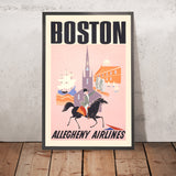Boston Travel Poster by Allegheny Airlines, 1950