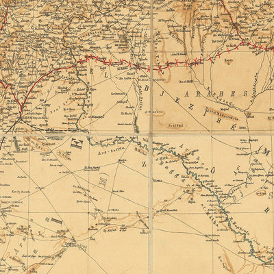 Large Ottoman Empire Map with Railroads, 1912: Istanbul, Baghdad, Hejaz & Baghdad Railway, WW1