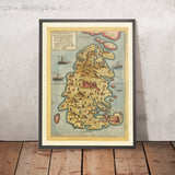 Alte Karte von Malta von Camocio, 1565: Mdina, Birgu, Senglea, Fort St. Angelo, Gozo 