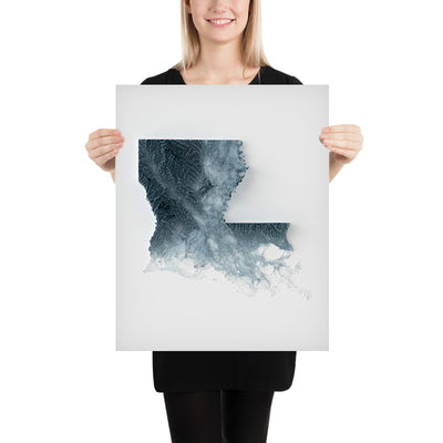 Topographische 3D-Reliefkarte von Louisiana 