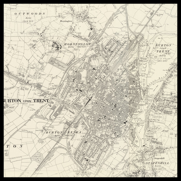 Un antiguo mapa de Ordnance Survey de Burton upon Trent