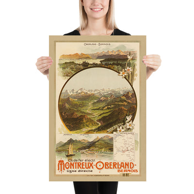 Bernese Oberland Electric Railway Travel Poster by Anton Reckziegel, 1904