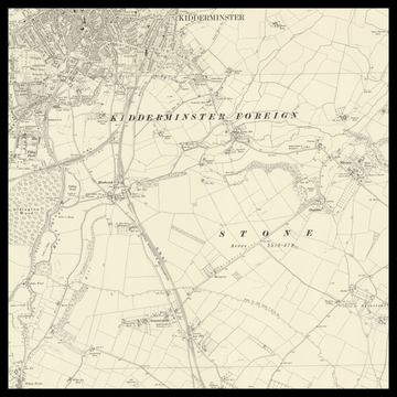 Una vecchia mappa Ordnance Survey di Kidderminster