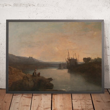 Une image encadrée du château de Harlech, depuis Tygwyn Ferry, Crépuscule du soir d’été par Turner, 1799