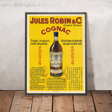A framed image of Jules Robin & C° Vintage Cognac Poster, 1913