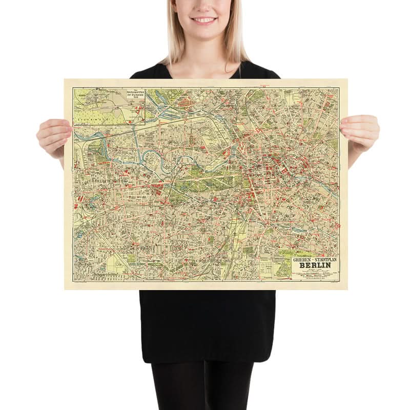 Mappa antica di Berlino di Stilke, 1936: Olimpiadi, Grunewald, Tiergarten, Kurfürstendamm, Unter den Linden 