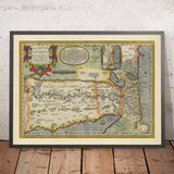 Old Map of Lower Ancient Egypt by Ortelius, 1612: Nile, Alexandria inset, Memphis, Delta, Gulf of Suez