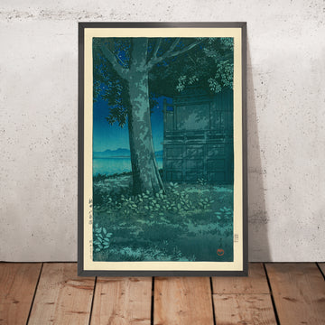 Una imagen enmarcada de la laguna Hachirogata en Akita, de Hasui Kawase, 1935