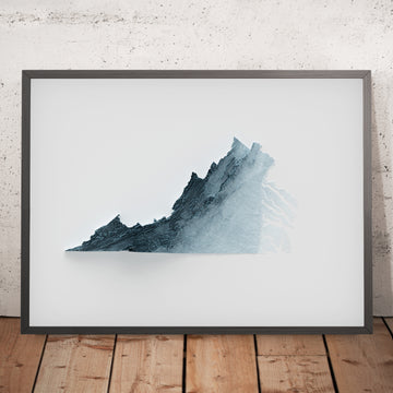 Una imagen enmarcada de un mapa topográfico en relieve estilo 3D de Virginia