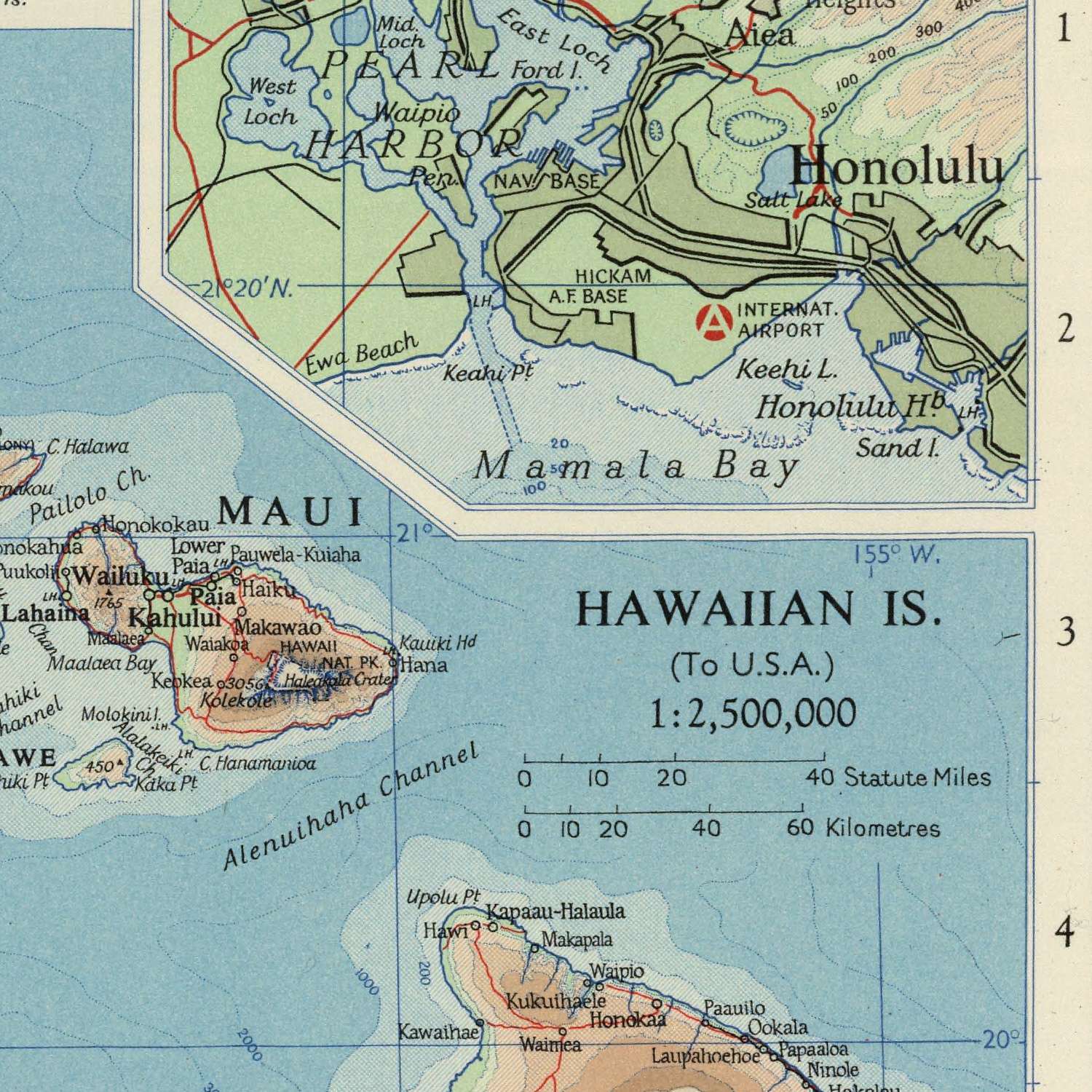 Old Map Inset Old Map of the Pacific Ocean by Bartholomew, 1957: Inset Maps, Relief ...